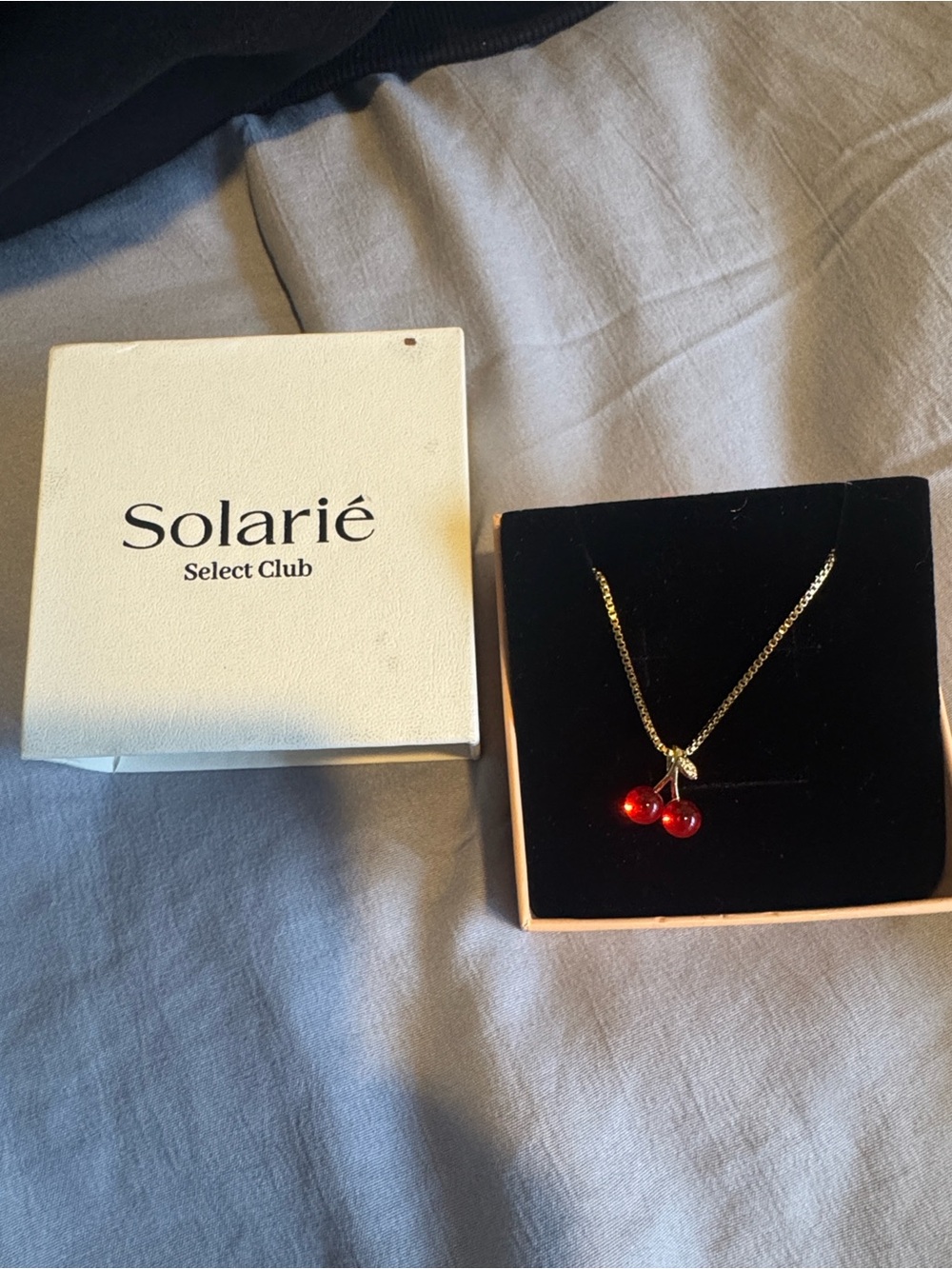 Solarié Gold Cherry Pendant Necklace in Red